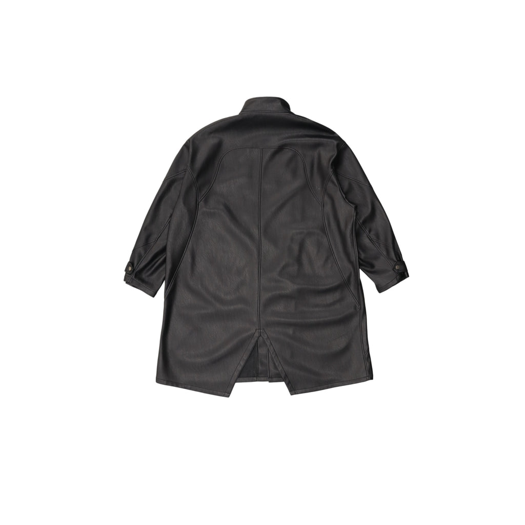 Black Matte Long Leather Coat product image