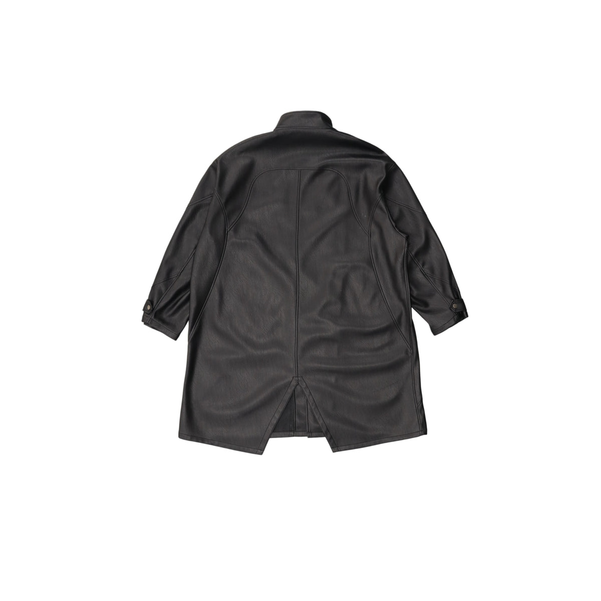 Black Matte Long Leather Coat product image