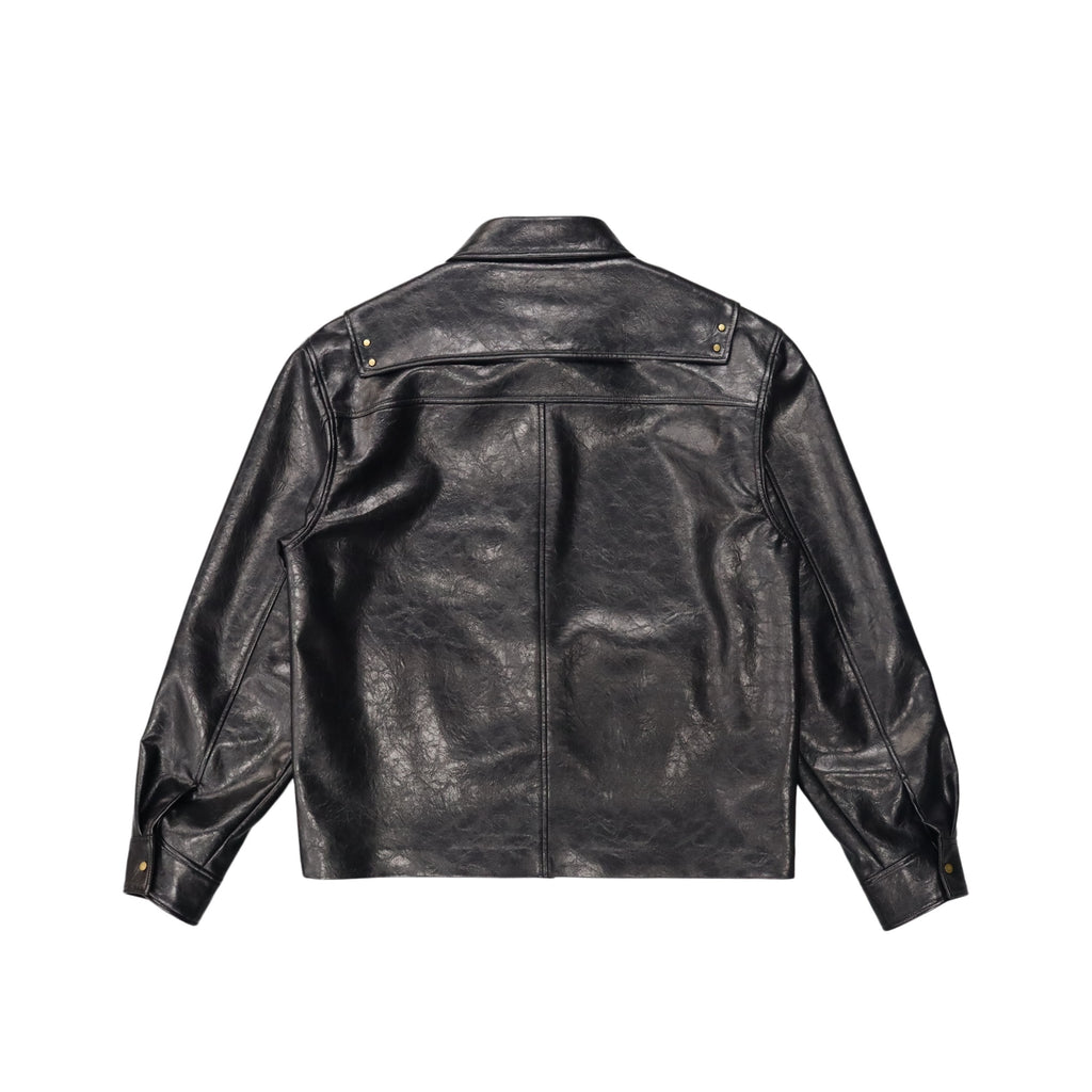 Black Gloss Leather Jacket product image