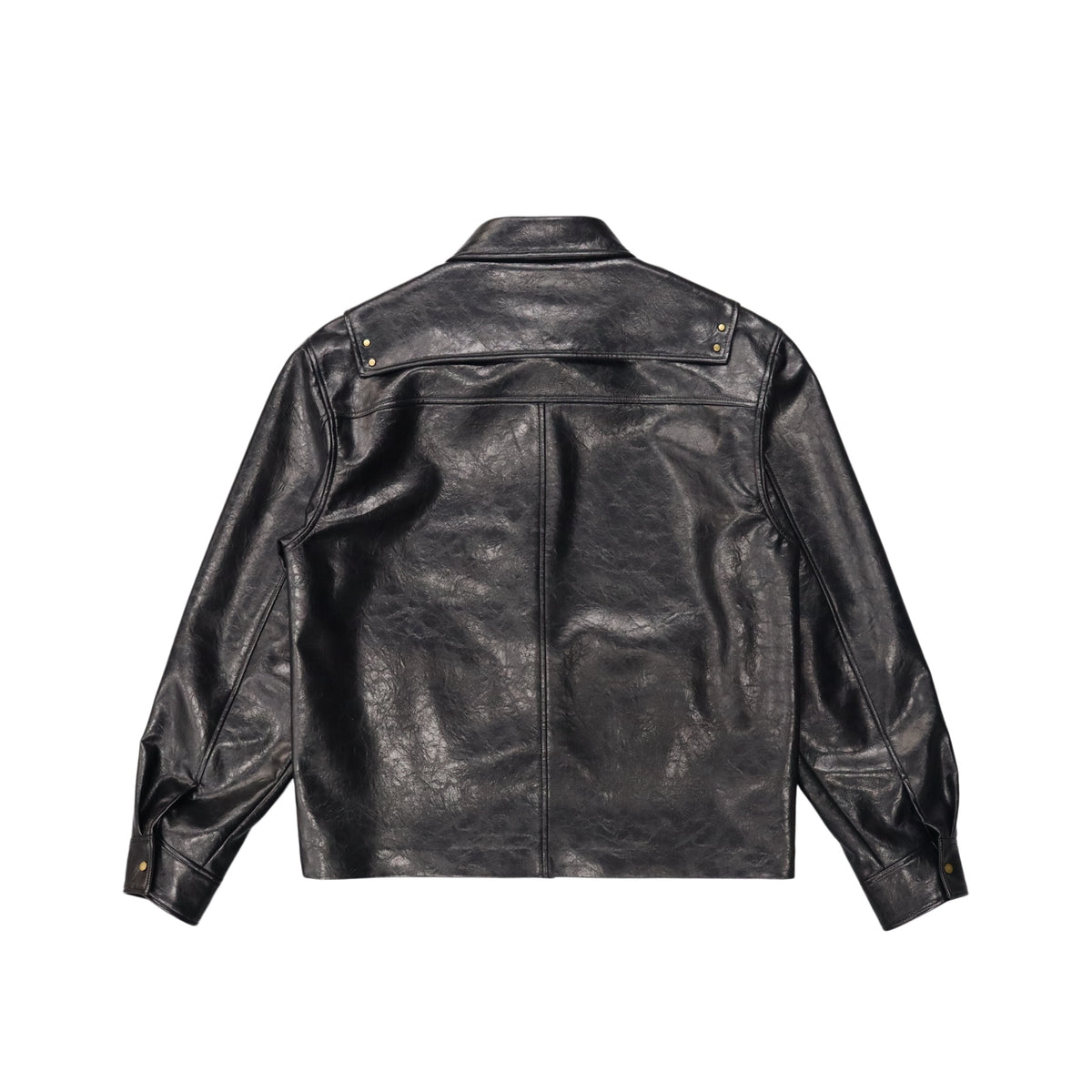 Black Gloss Leather Jacket product image