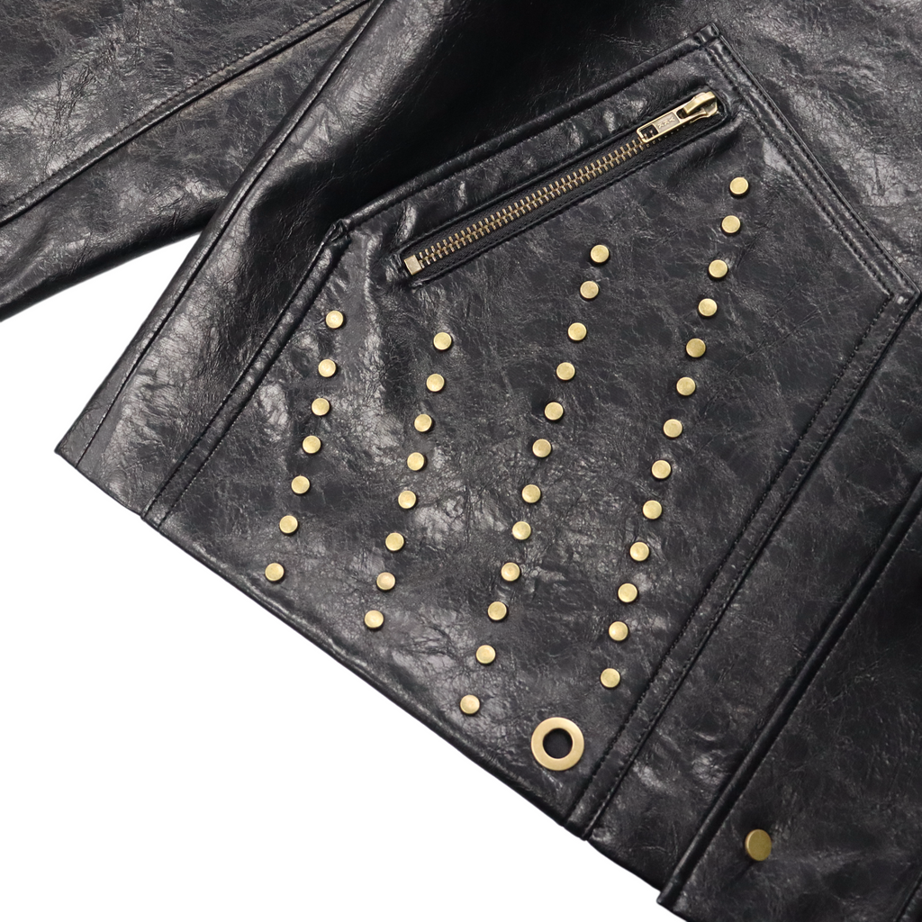 Black Gloss Leather Jacket product image