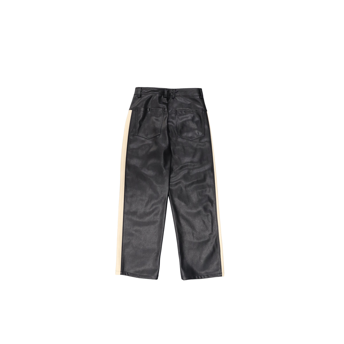 Beige Paneled Leather Pants product image