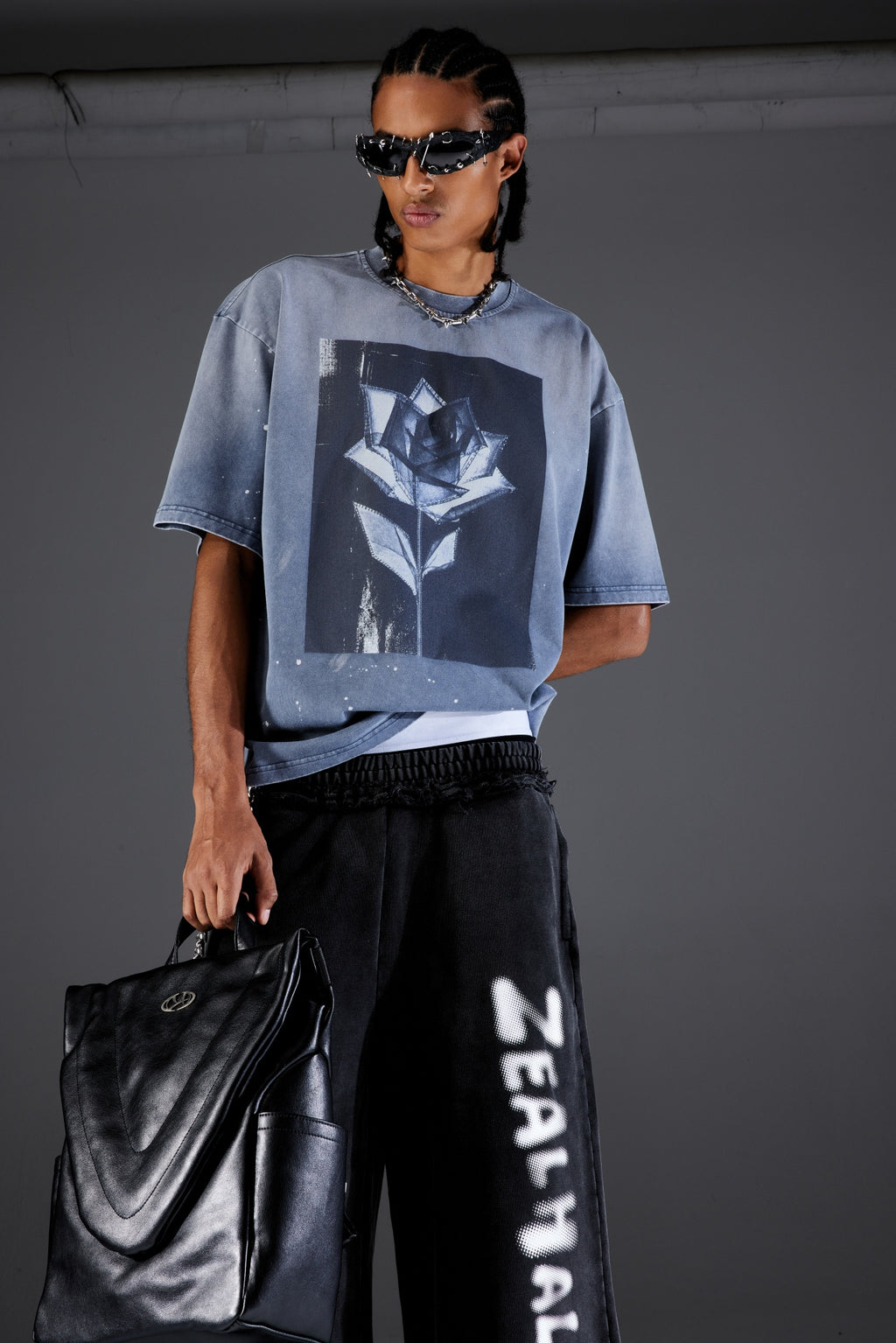Rose Blue Paint Splatter T-Shirt