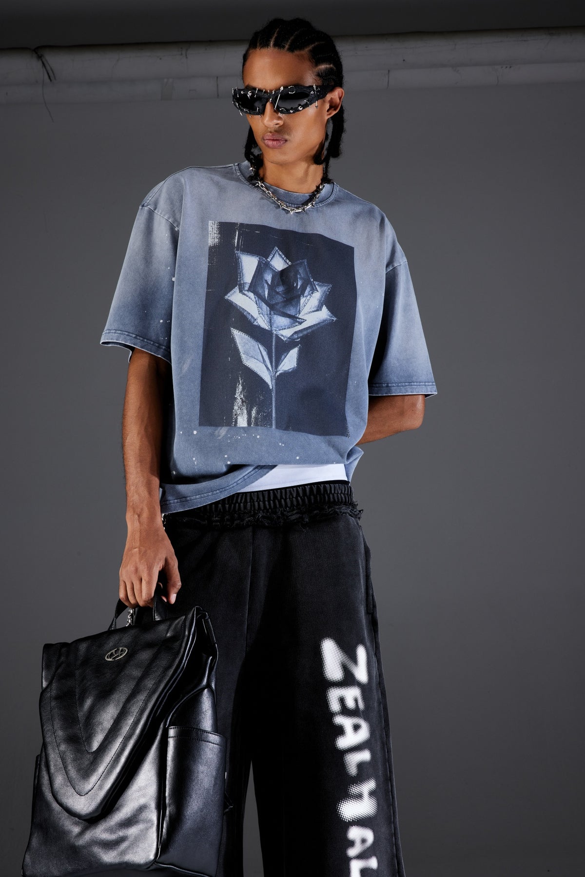 Rose Blue Paint Splatter T-Shirt