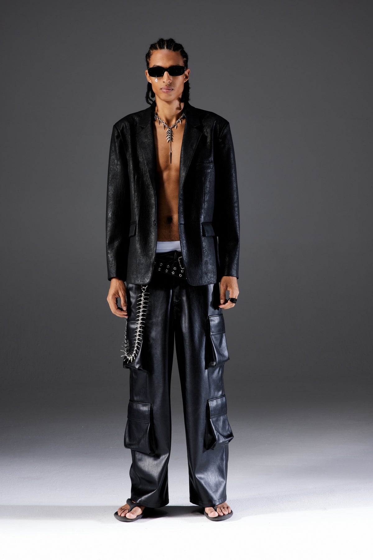 Multi-pocket Leather Pants