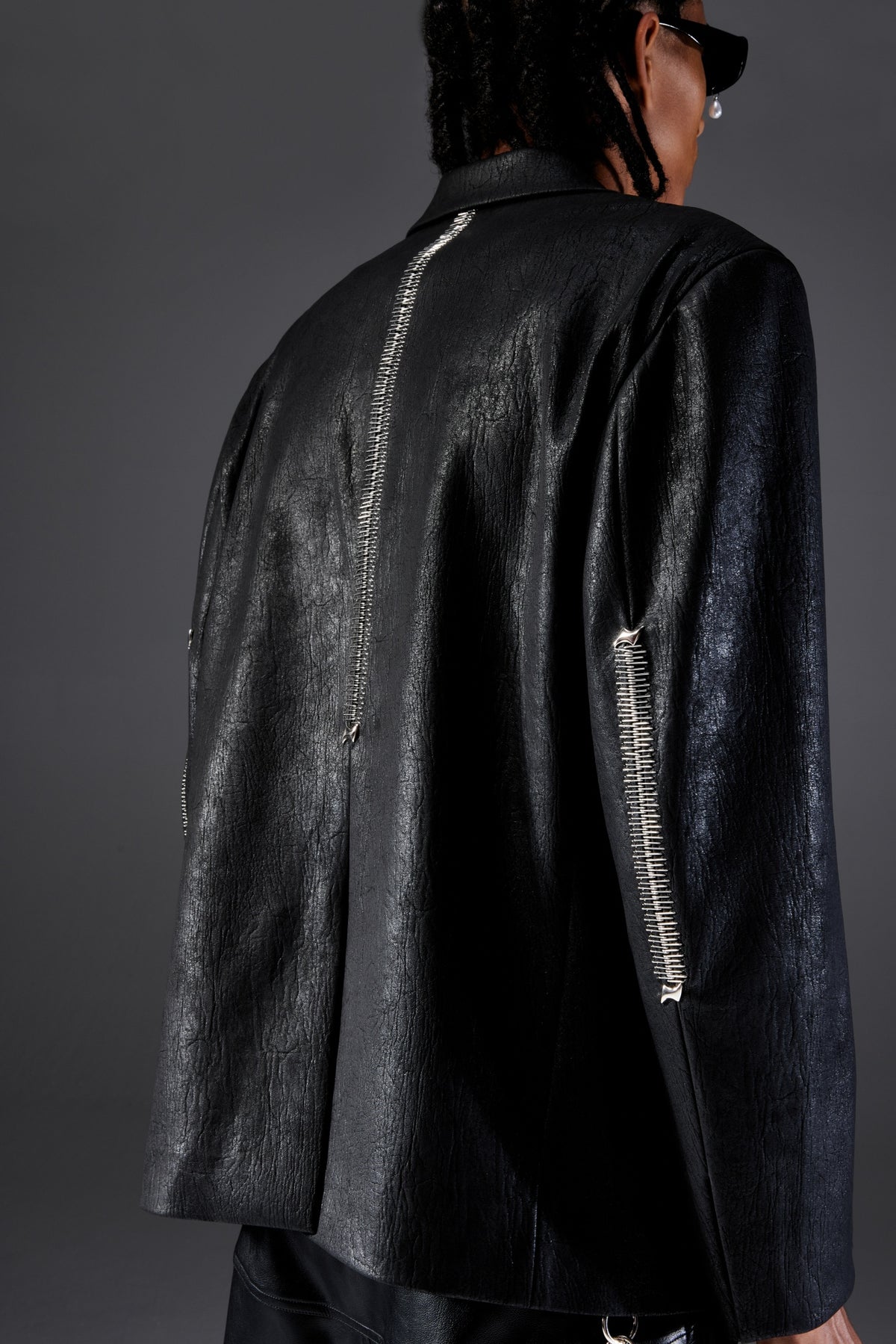 Rebel Zip Leather Blazer
