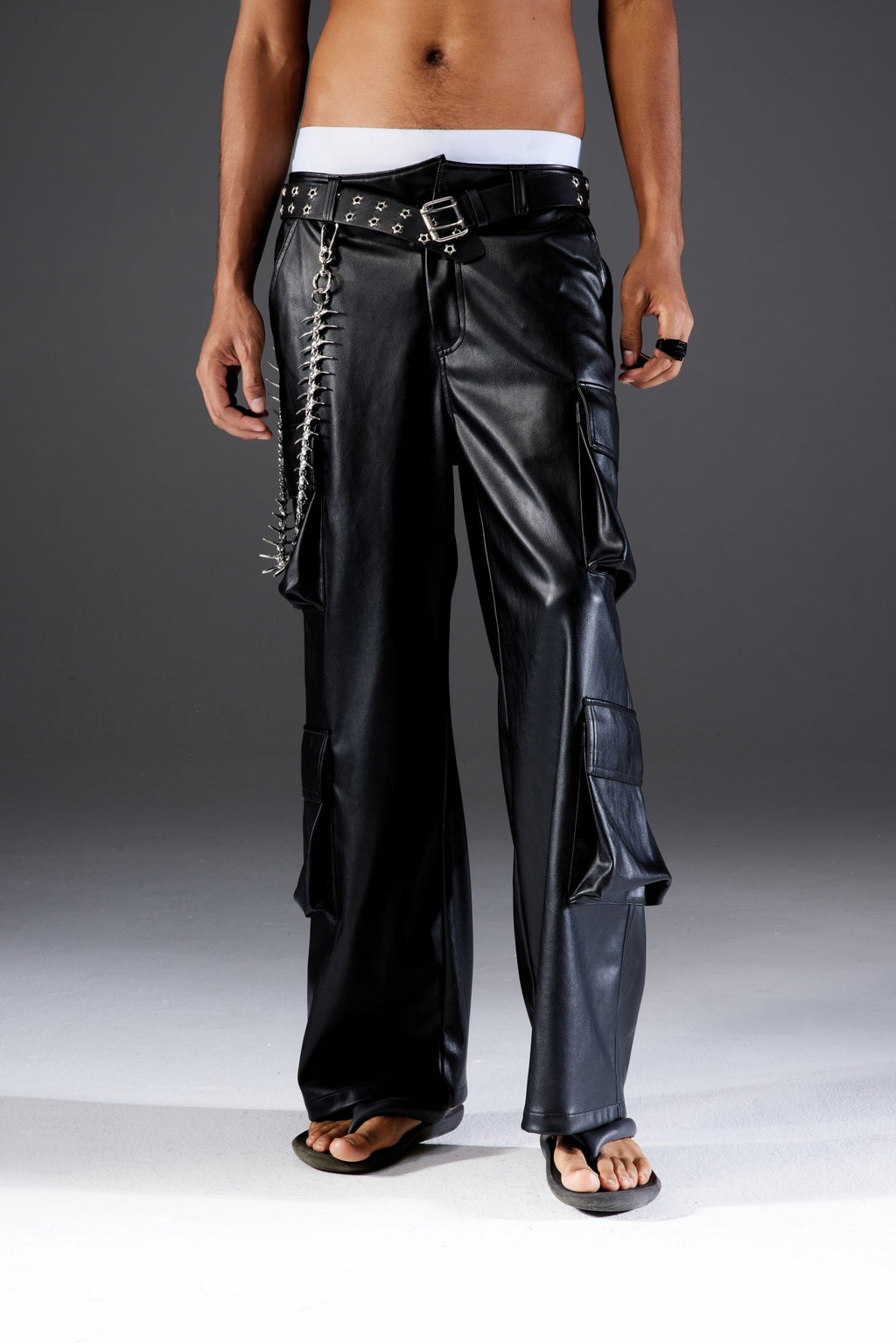 Multi-pocket Leather Pants