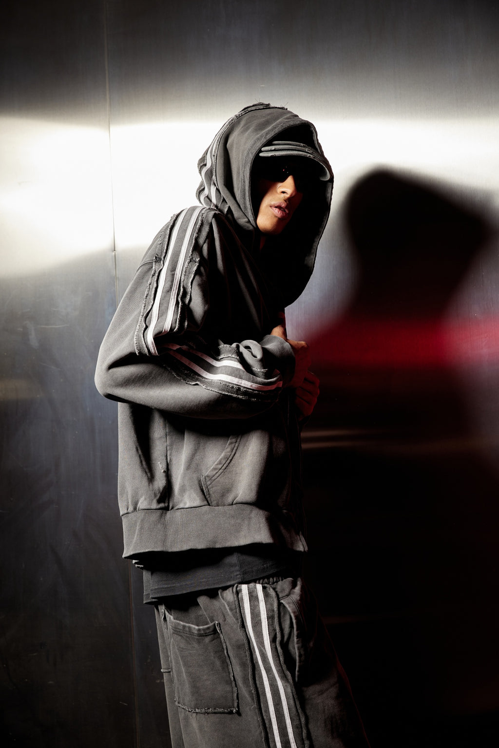 Black Striped Hoodie
