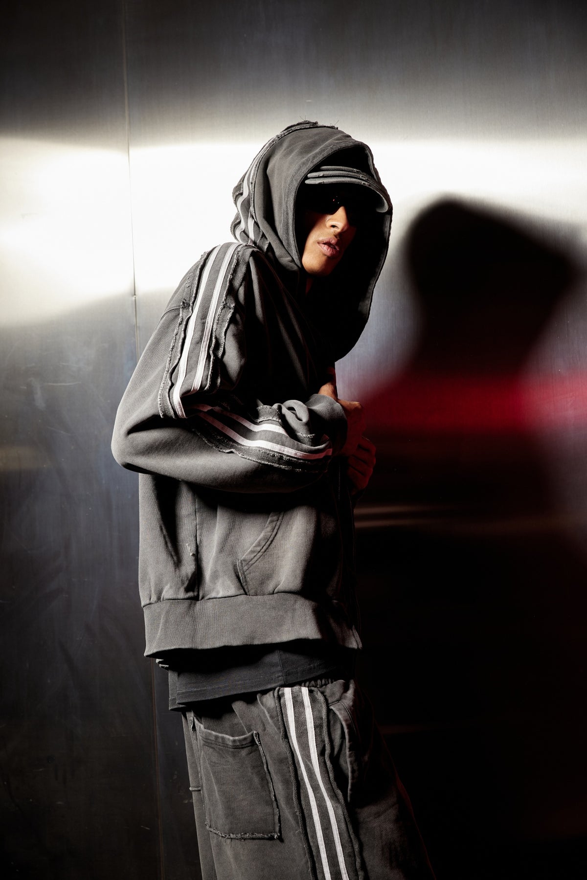 Black Striped Hoodie