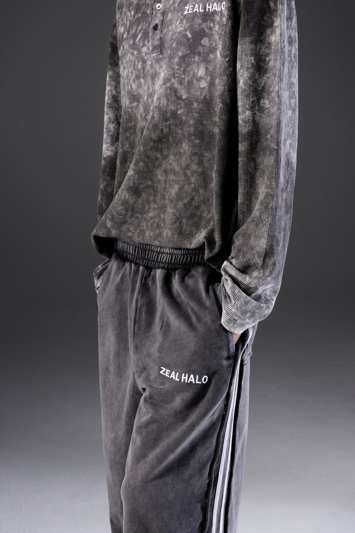 Baggy Striped Acid Wash Sweatpants